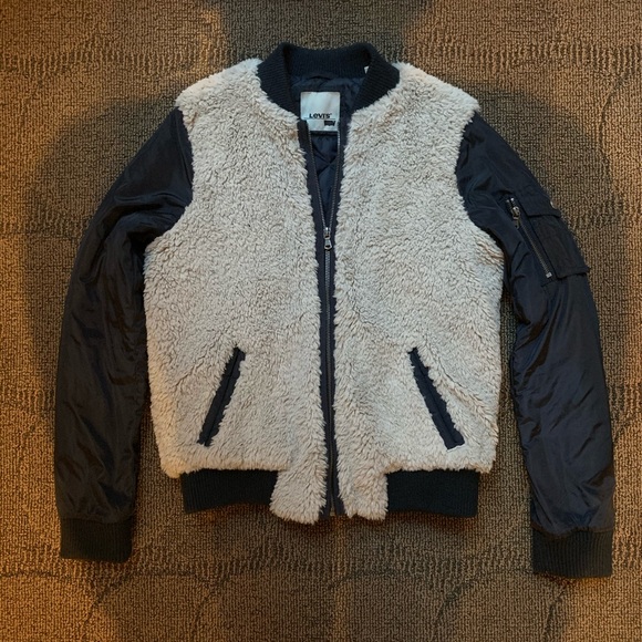 LEVI’S - Sherpa Varsity jacket Blue Grey, S - Picture 2 of 8